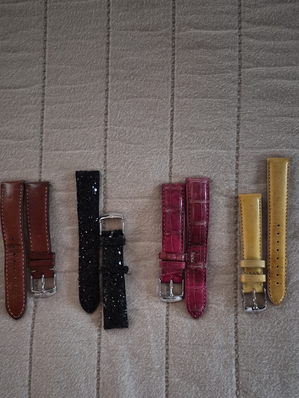 Michele Interchangeable Watch Strap Set in Brown, Black, Pink, Yellow